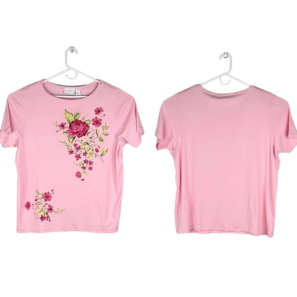 Elisabeth Liz Claiborne Top Shirt Pink Fuchsia Floral 1 1X New